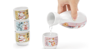 kitty sake cup set, japanese sake cup set